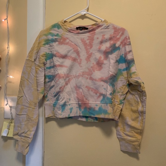 Sweaters - Tie Dye Cropped Sweatshirt